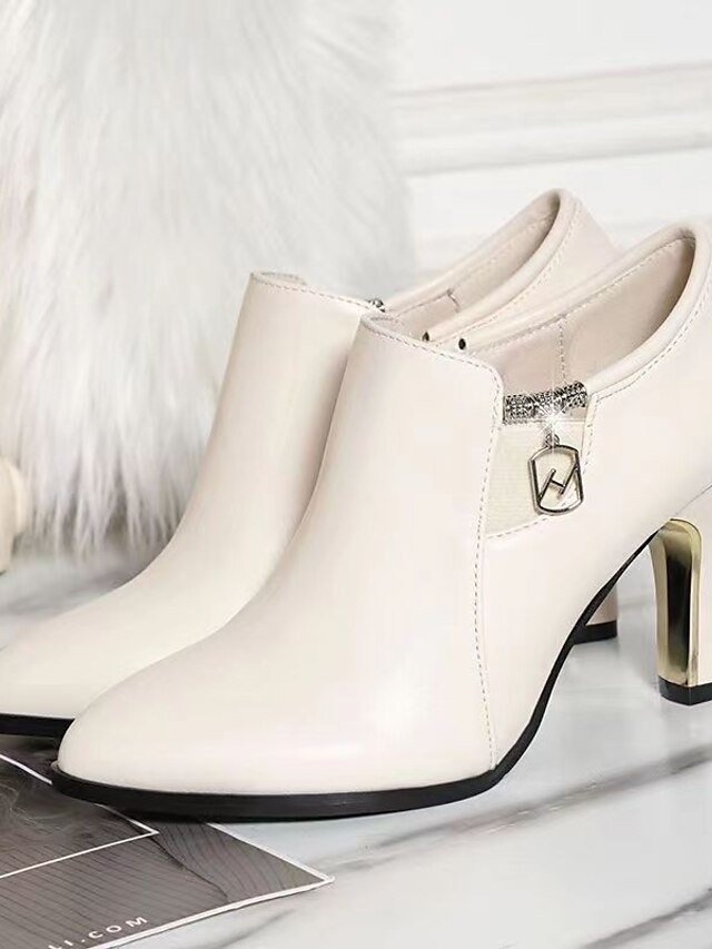 Elegant Low Heel Beige Ankle Booties - Image 2
