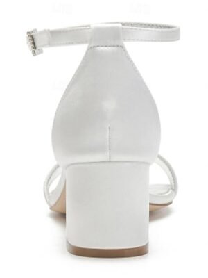 Elegant Low Heel Rhinestone Embellished Ankle Strap Wedding Sandals - Image 15