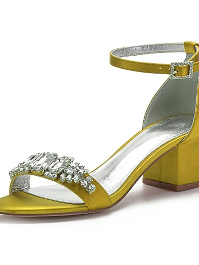 Elegant Low Heel Rhinestone Embellished Ankle Strap Wedding Sandals - Image 2