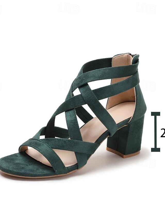 Elegant Minimalism Gladiator Cross Strap Block Heel Sandals - Image 2