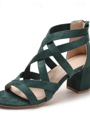 Elegant Minimalism Gladiator Cross Strap Block Heel Sandals - Image 6