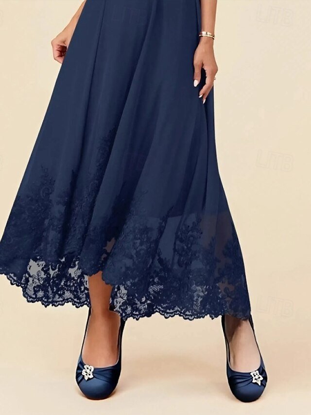 Elegant Navy Satin Round Toe Rhinestone Embellished Ballet Flats - Image 4