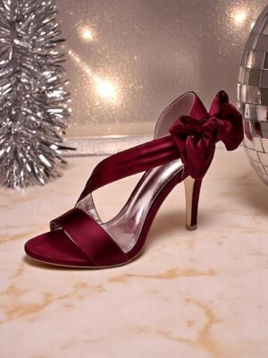 Elegant Open-Toe Satin Crisscross Strap Cocktail Sandals - Image 1