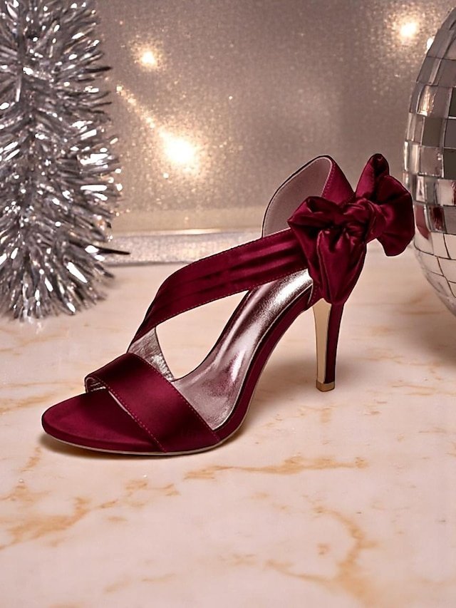 Elegant Open-Toe Satin Crisscross Strap Cocktail Sandals - Image 1