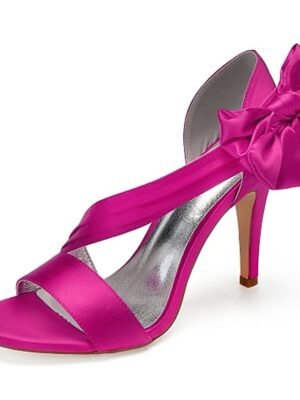 Elegant Open-Toe Satin Crisscross Strap Cocktail Sandals - Image 4