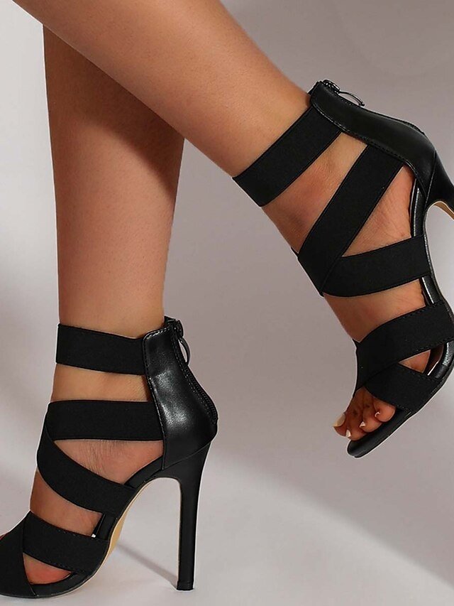 Elegant Open Toe Strappy Stiletto Heels - Image 1
