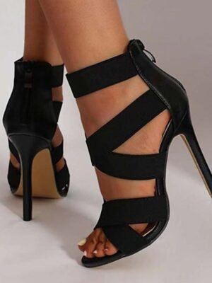 Elegant Open Toe Strappy Stiletto Heels - Image 2