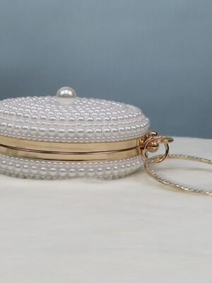 Elegant Pearl-Embellished Stiletto Heels & Purse Set - Image 13