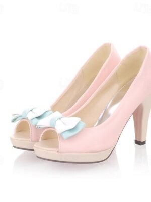 Elegant Platform Bow Peep-Toe High Heels - Image 10