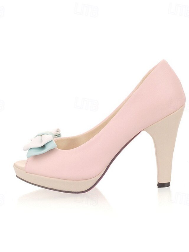 Elegant Platform Bow Peep-Toe High Heels - Image 11