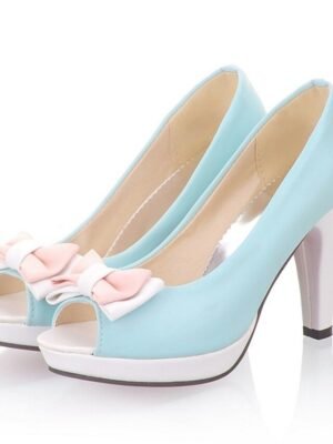 Elegant Platform Bow Peep-Toe High Heels - Image 16