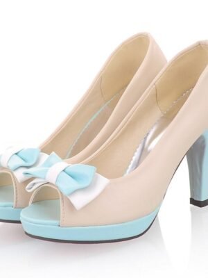 Elegant Platform Bow Peep-Toe High Heels - Image 18