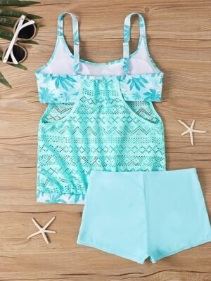 Elegant Plus Size Lace Sleeveless Two Piece Tankini - Image 21