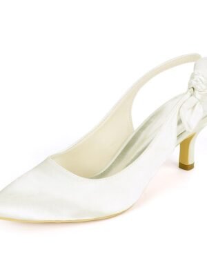 Elegant Pointed Toe Bow Tie Slingback Heels - Image 1