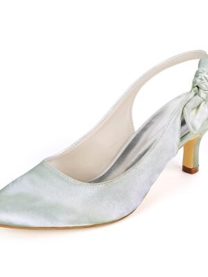 Elegant Pointed Toe Bow Tie Slingback Heels - Image 8