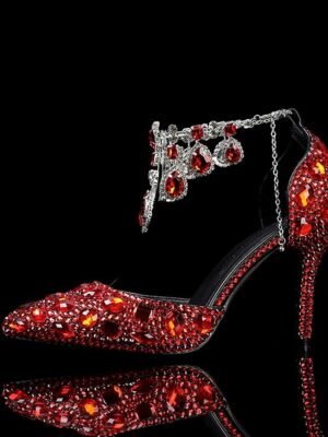Elegant Pointed Toe Crystal Embellished Stiletto Heels - Image 10
