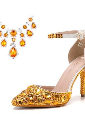 Elegant Pointed Toe Crystal Embellished Stiletto Heels - Image 15