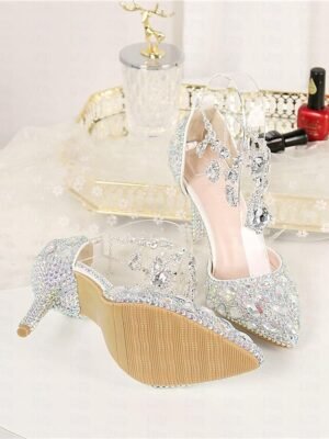 Elegant Pointed Toe Crystal Embellished Stiletto Heels - Image 6