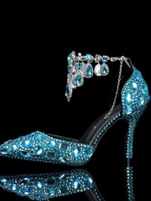 Elegant Pointed Toe Crystal Embellished Stiletto Heels - Image 8