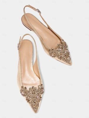 Elegant Pointed Toe Gold Slingback Flats - Image 4