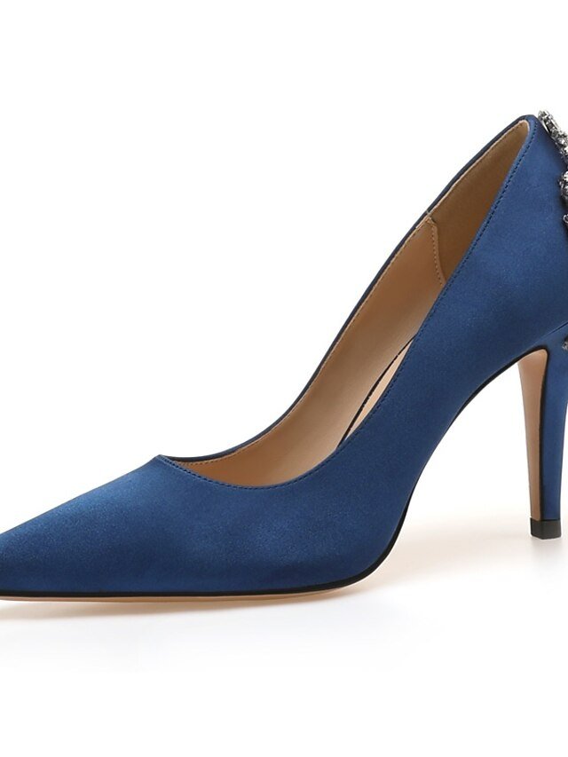 Elegant Pointed Toe High Heel Imitation Rhinestone Satin Pumps - Image 2