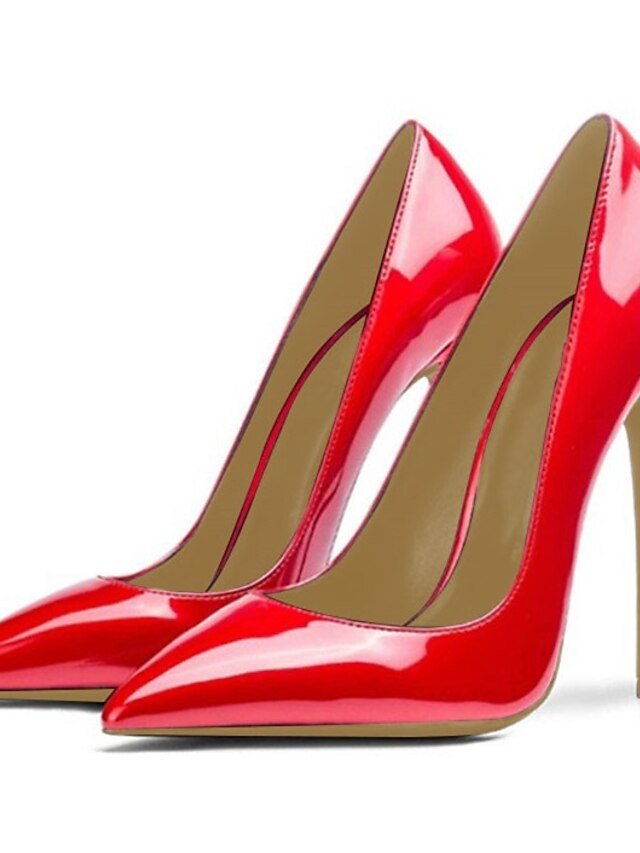 Elegant Red Patent Leather Pointed Toe Stiletto Heels - Image 1