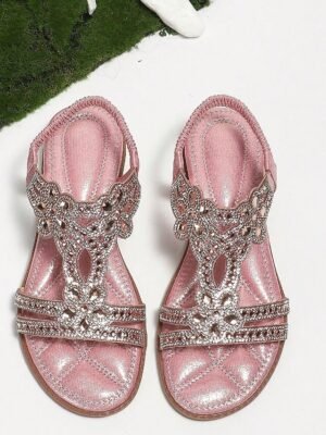 Elegant Rhinestone Embellished Flat Sandals - Image 15