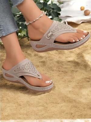 Elegant Rhinestone Wedge Open Toe Summer Flip-Flop Sandals - Image 12