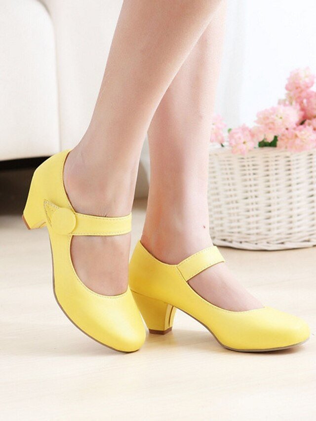 Elegant Round Toe Low Heel Mary Jane Shoes - Image 1