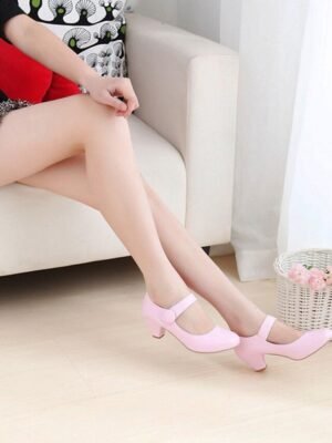 Elegant Round Toe Low Heel Mary Jane Shoes - Image 6