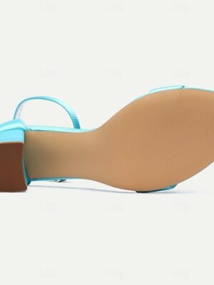 Elegant Satin Block Heel Ankle Strap Open-Toe Wedding Sandals - Image 5