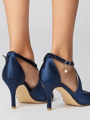Elegant Satin Peep-Toe Pearl Ankle Strap Heels - Image 9