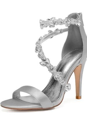 Elegant Satin Rhinestone Embellished Stiletto Heels - Image 11