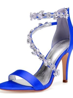 Elegant Satin Rhinestone Embellished Stiletto Heels - Image 17