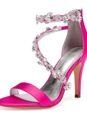 Elegant Satin Rhinestone Embellished Stiletto Heels - Image 18