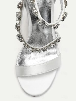 Elegant Satin Rhinestone Embellished Stiletto Heels - Image 5