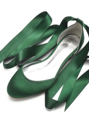 Elegant Satin Ribbon Tie Ballet Flats - Image 1