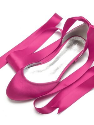 Elegant Satin Ribbon Tie Ballet Flats - Image 10