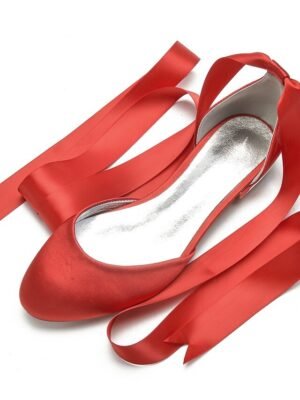 Elegant Satin Ribbon Tie Ballet Flats - Image 11