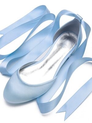 Elegant Satin Ribbon Tie Ballet Flats - Image 12