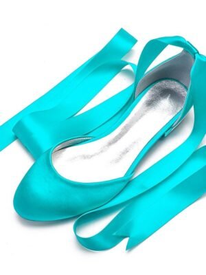 Elegant Satin Ribbon Tie Ballet Flats - Image 13