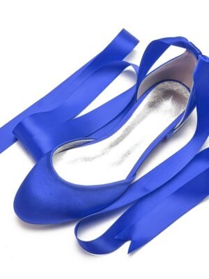 Elegant Satin Ribbon Tie Ballet Flats - Image 14