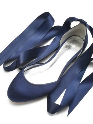 Elegant Satin Ribbon Tie Ballet Flats - Image 15