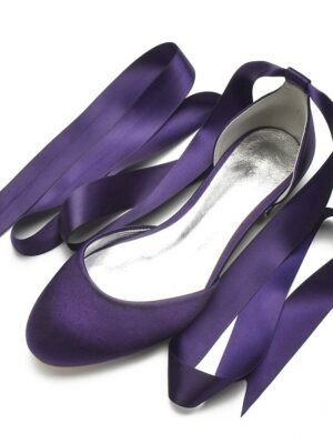 Elegant Satin Ribbon Tie Ballet Flats - Image 16