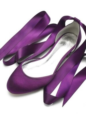 Elegant Satin Ribbon Tie Ballet Flats - Image 17