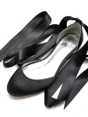 Elegant Satin Ribbon Tie Ballet Flats - Image 19