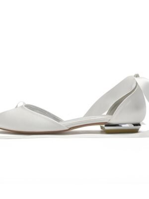 Elegant Satin Ribbon Tie Ballet Flats - Image 4