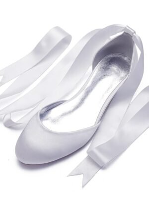 Elegant Satin Ribbon Tie Ballet Flats - Image 5