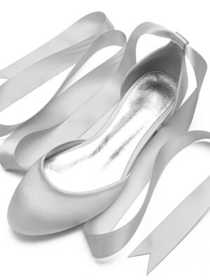 Elegant Satin Ribbon Tie Ballet Flats - Image 6
