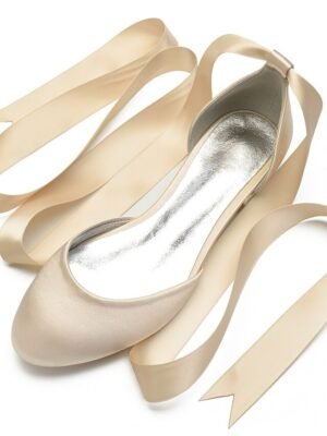 Elegant Satin Ribbon Tie Ballet Flats - Image 7